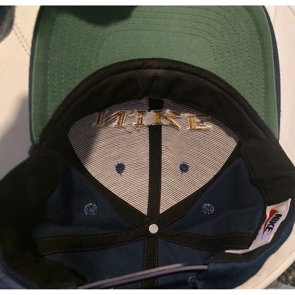 Vintage 90s Nike Spell Out Embroidered Swoosh SnapBack Hat Blue Yellow - Picture 12 of 13